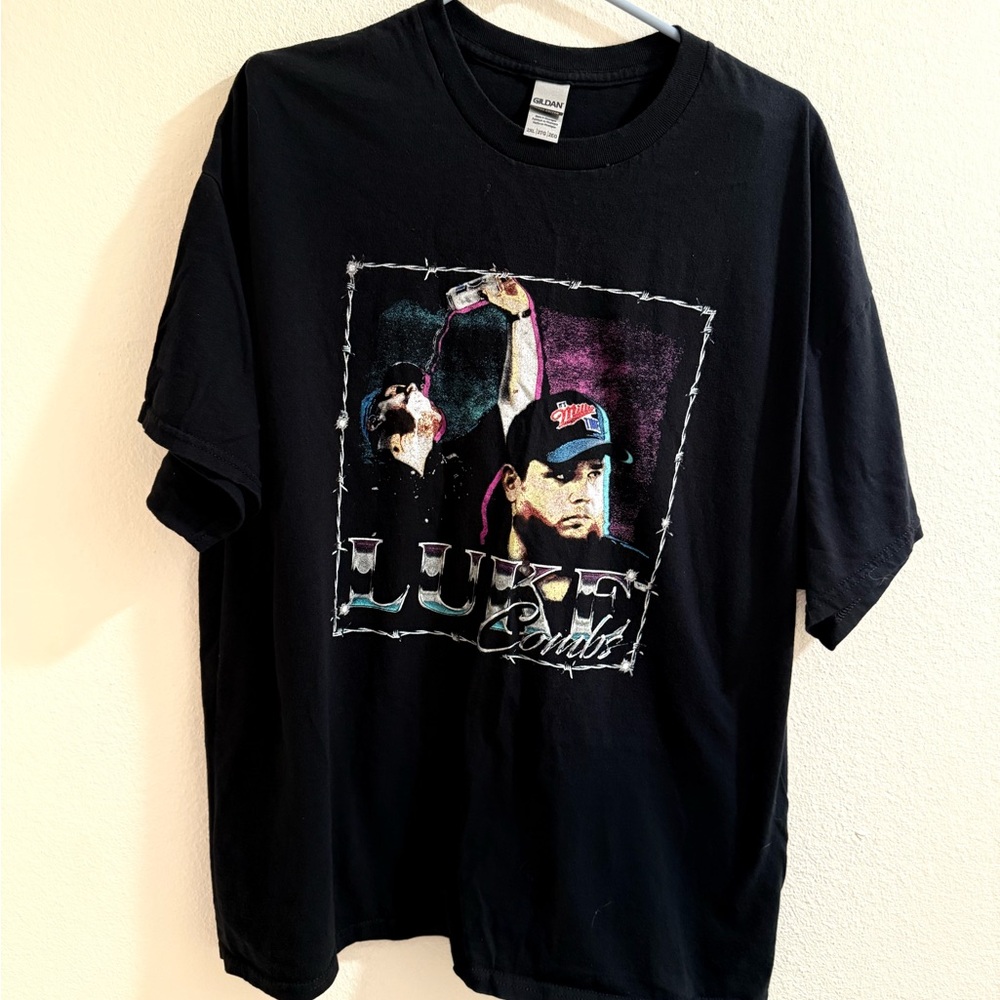Luke Combs Shirt 2XL Black Graphic Short Sleeve Concert Tee Cotton